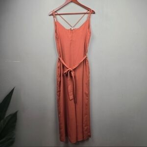 JODIFL Wide Leg Jumpsuit Spaghetti Strap Burnt‎ Orange Womens Size M Boho Flowy